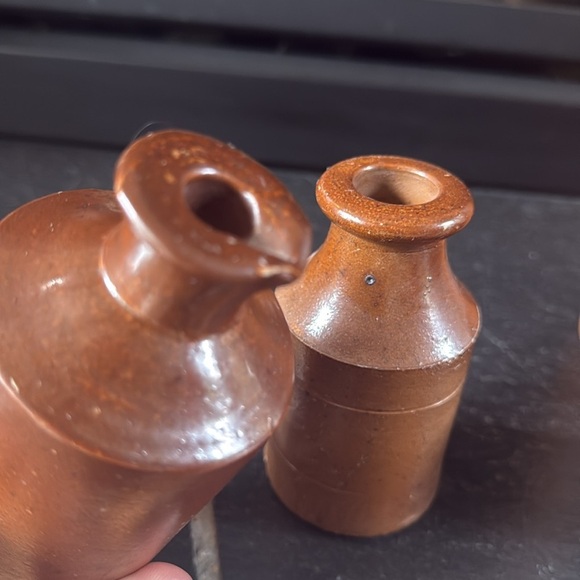 Stoneware Ink Antique English Stoneware Pinch Bottles Bud Vase Shelf Decor - Picture 11 of 15